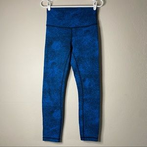 LULULEMON shocking blue Spray Jacquard High Times pant leggings 6
